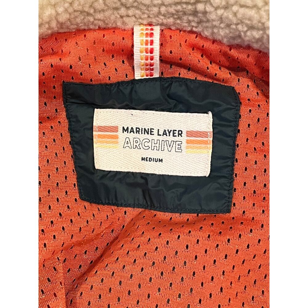 Marine Layer Archive Bariloche Sherpa Jacket Medium Green Tan Full Zip Rare NWOT - Picture 5 of 12